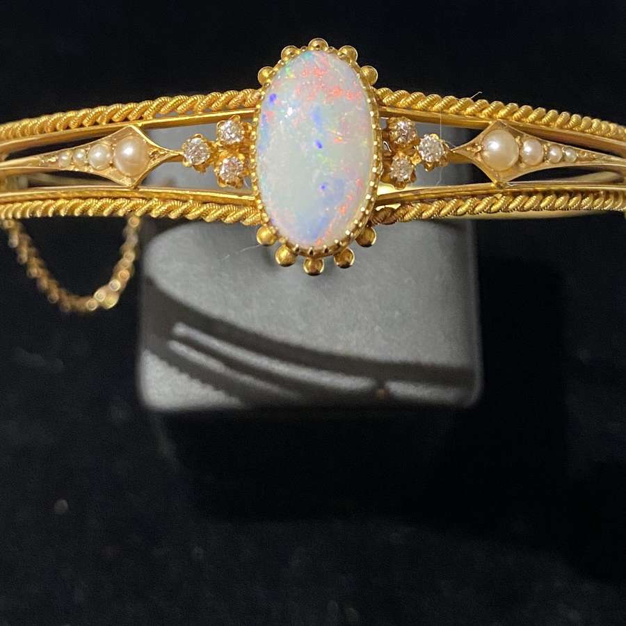 Victorian Opal & Diamond Bangle