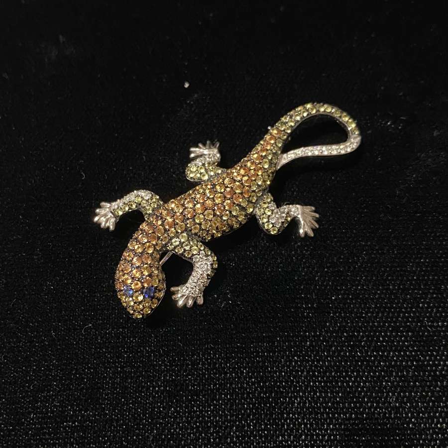 Diamond & Sapphire Salamander Brooch