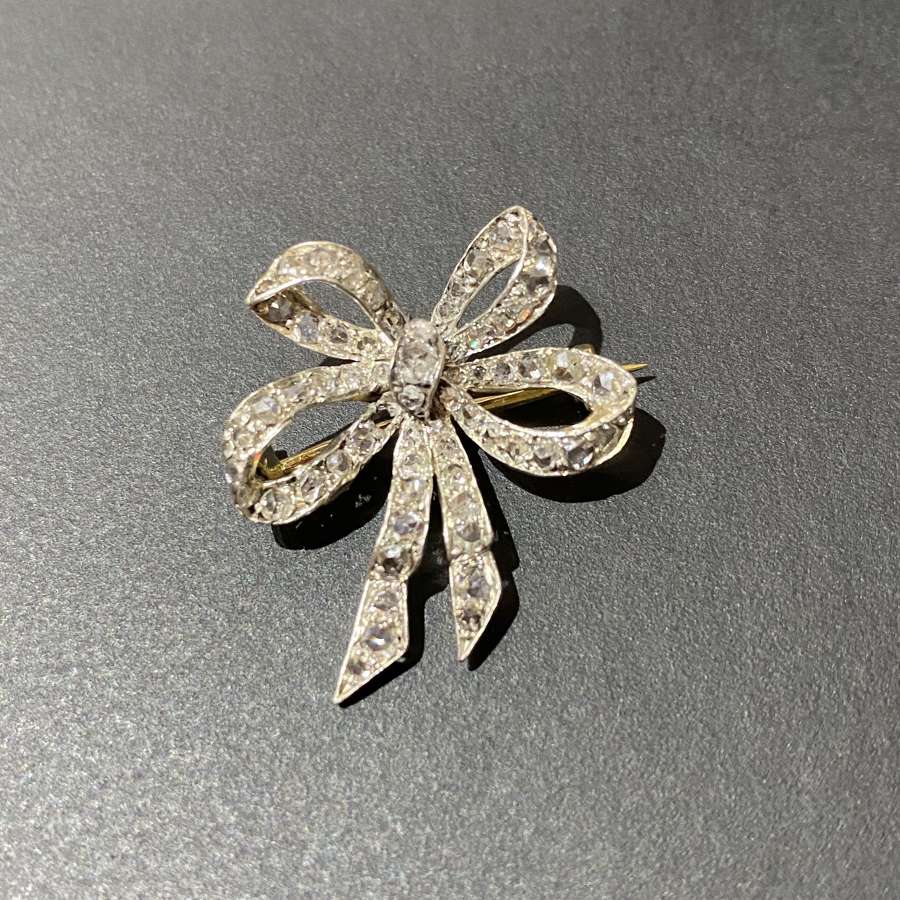Victorian Diamond Bow Brooch