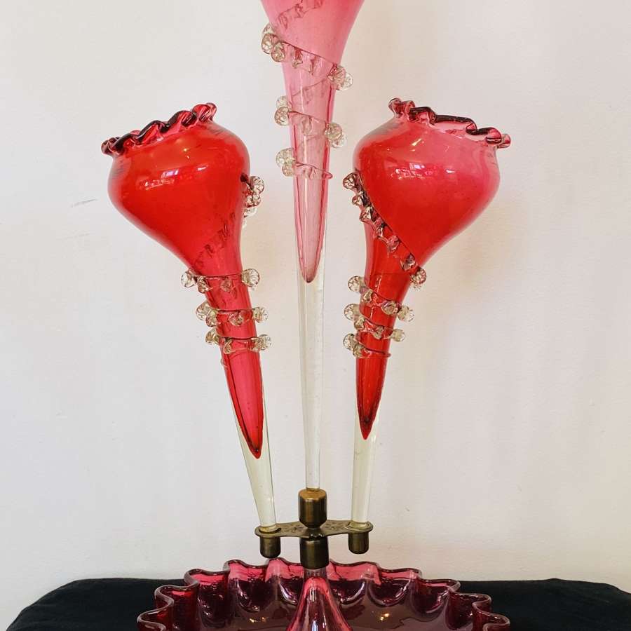 Victorian Cranberry Epergne