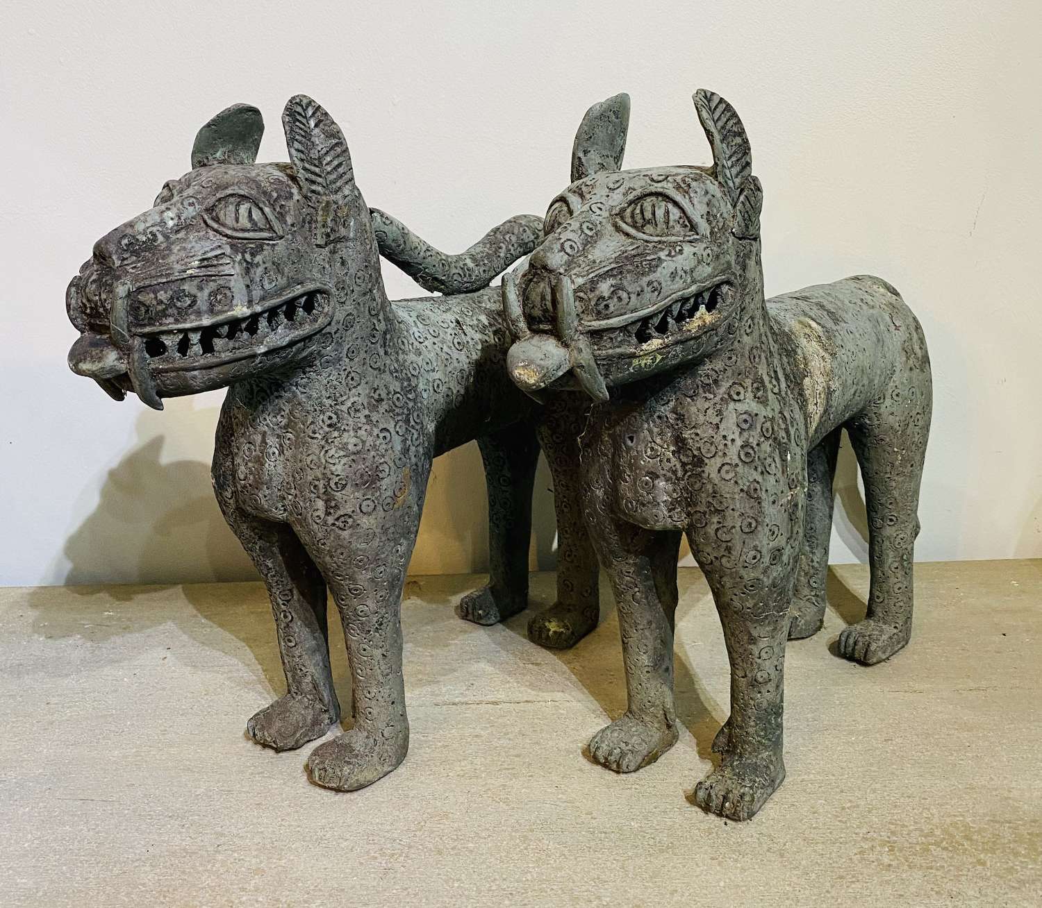 A Pair Of African Benin Style Dogs