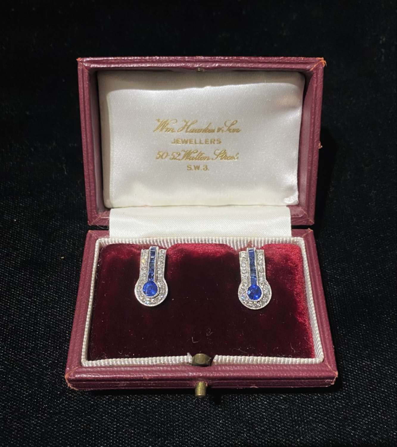 Art Deco Diamond & Sapphire Earrings