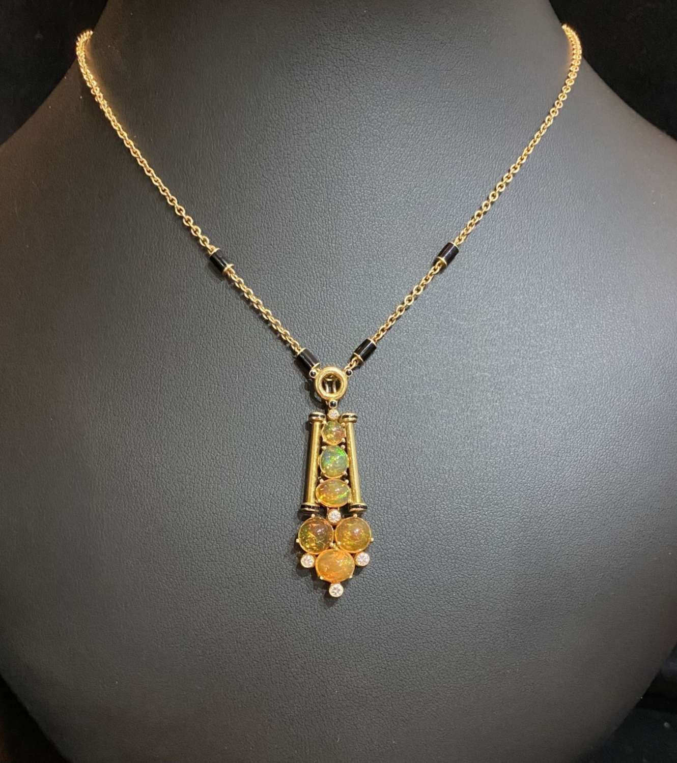 Art Deco Style Fire Opal Necklace