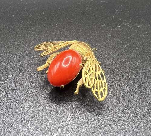 Gold Bee Brooch