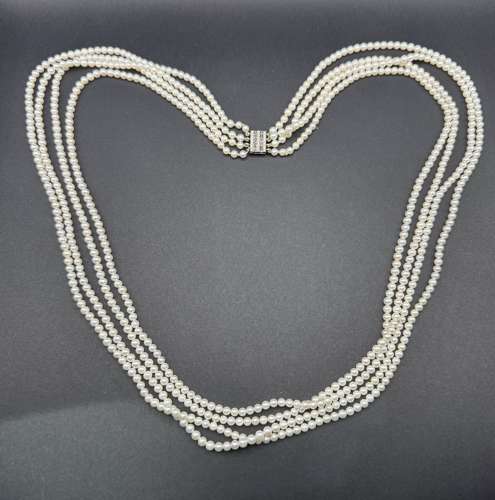 Quadruple Row Pearl Necklace