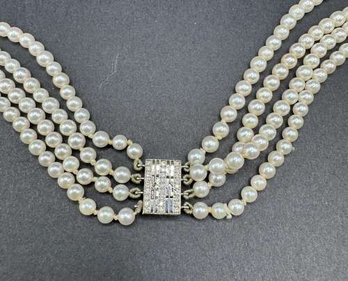 Quadruple Row Pearl Necklace