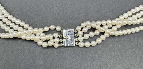 Quadruple Row Pearl Necklace